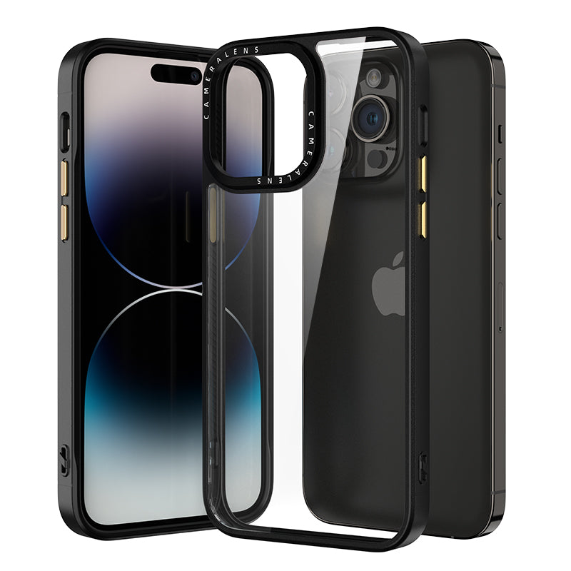 Pro iPhone 14 Pro PC TPU průhledné pouzdro na telefon Zadní kryt proti pádu s kovovými tlačítky Pro iPhone 14 Pro PC TPU průhledné pouzdro na telefon Zadní kryt proti pádu s kovovými tlačítky